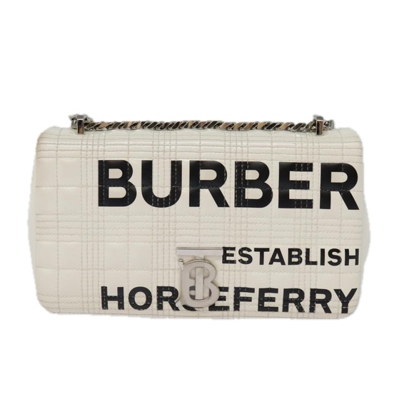 BURBERRY Roller Chain Shoulder Bag Patent leather White Silver Auth bs18894 - Picture 13 of 16
